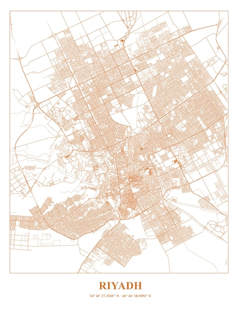 Cartel map of riyadh capital city of saudi arabia