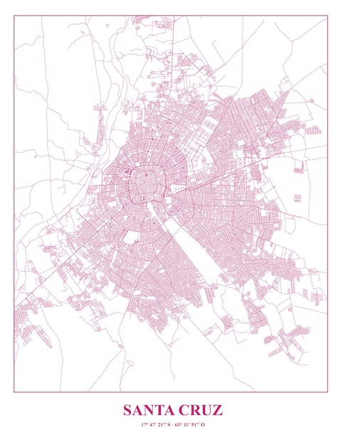 Vector cartel map of santa cruz in bolivia