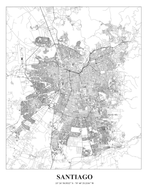 Vector cartel map of santiago de chile