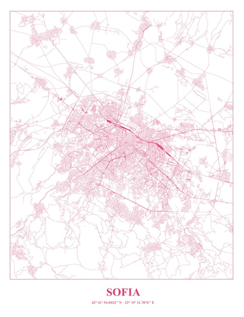 Vector cartel map of sofia in bulgaria