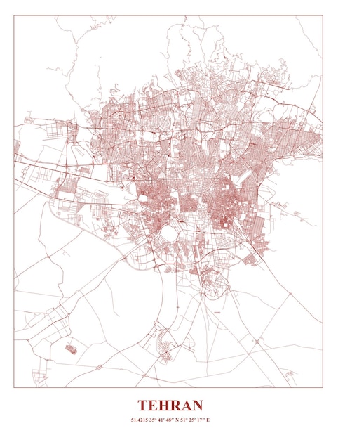 Vector cartel map of tehran city