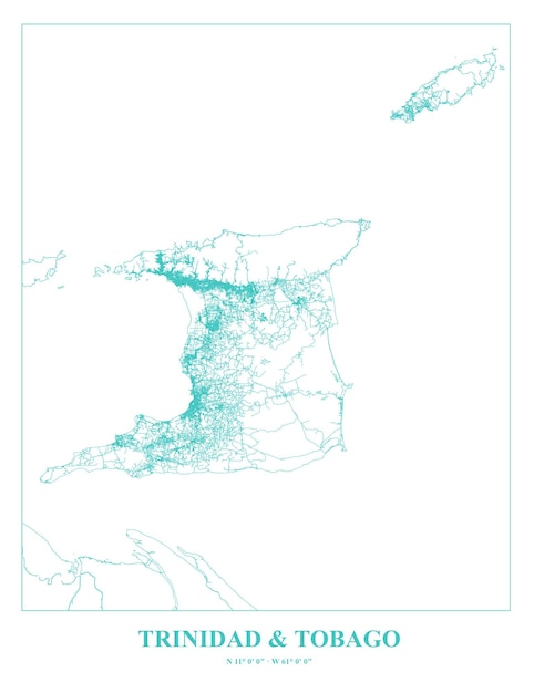 Vector cartel map of trinidad and tobago