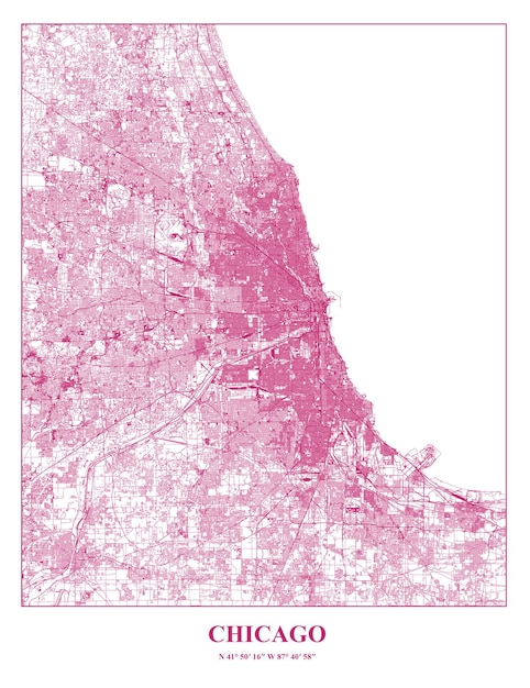 Cartel vector map of chicago city usa