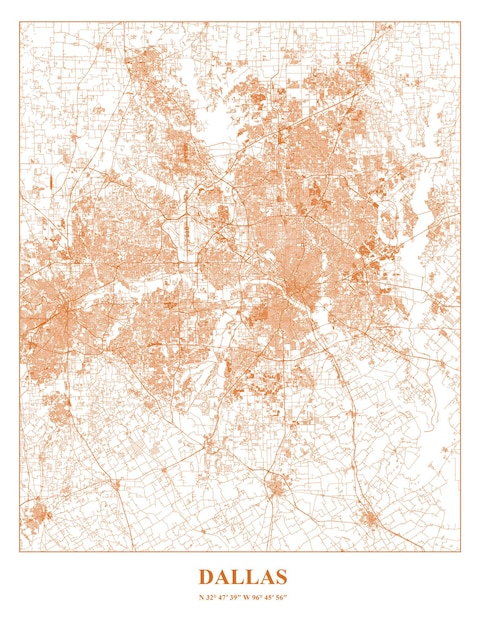 Vettore mappa vettoriale del cartello della città di dallas negli stati uniti