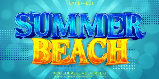 Cartiin Blue and Yellow Summer Beach Editable Vector Text Effect