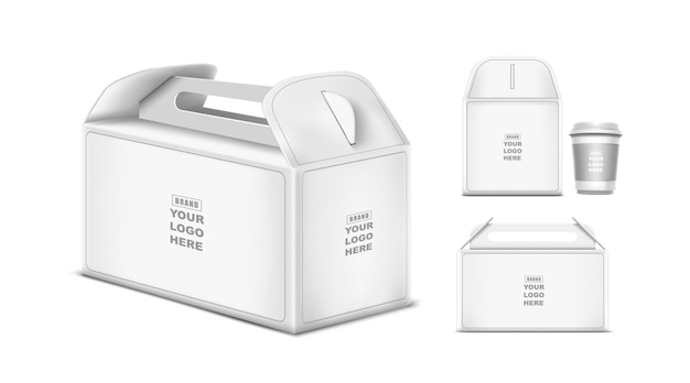 Картонная коробка для дизайна белый шаблон упаковки ручки, изолированные на белом фоне брендинг дизайн