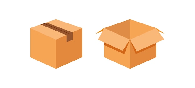 Значок картонной коробки Символ иллюстрации картонного куба Знак векторного дизайна посылки