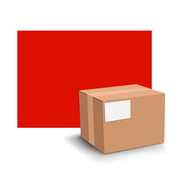 Vector carton box with red