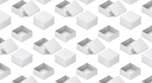 Carton boxes variations isometric realistic vector pattern