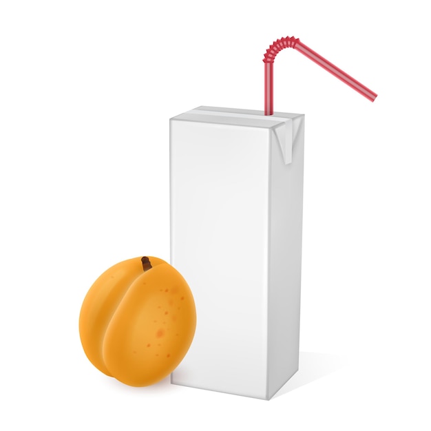 The carton packages of apricot juice isolated