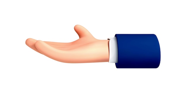 cartoon 3d hand showing something demonstrating holding something isolated on white background vector hand gesture in 3d cartoon style13