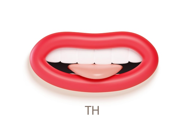 Vector cartoon 3d mouth and lips expressions mouth animation