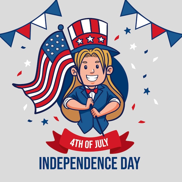 Vector cartoon 4th of july - independence day illustration