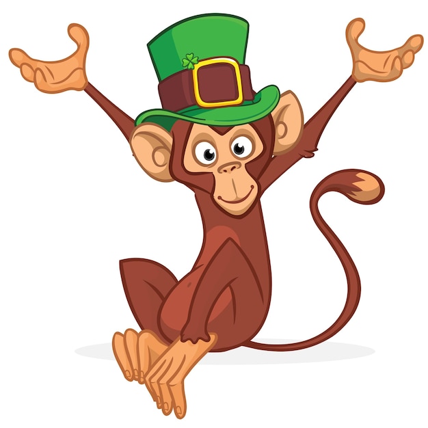 Cartoon aap chimnpanzee met groene hoed voor St Patrick's Day illustratie