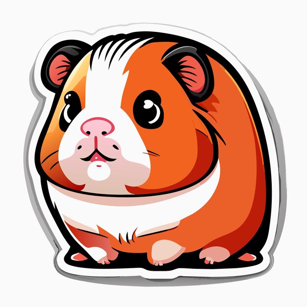 Vector cartoon abyssinian guinea pig sticker illustration