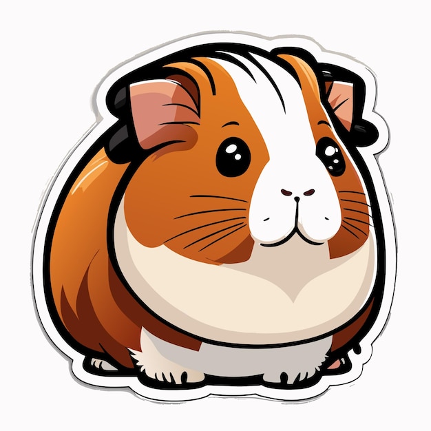 Vector cartoon abyssinian guinea pig sticker illustration