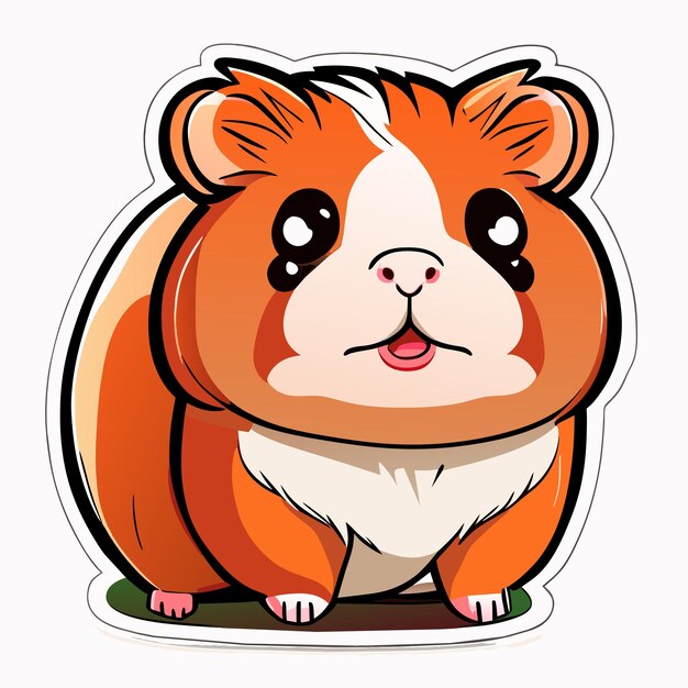 Cartoon abyssinian guinea pig sticker illustration