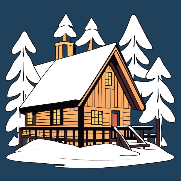 cartoon achtergrond met een luxe cabine cottage winter landschap achtergronden met huizen