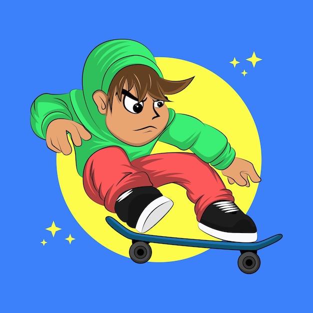 Cartoon action of men with skateboards 2