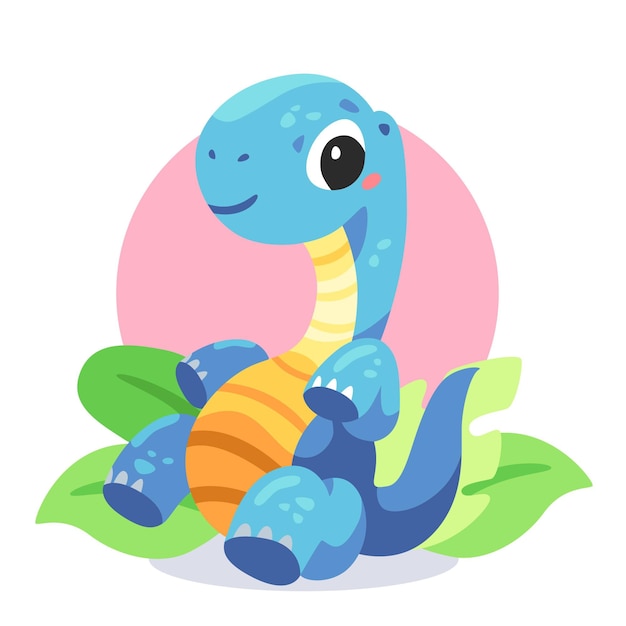 Cartoon adorable baby dinosaur illustrated