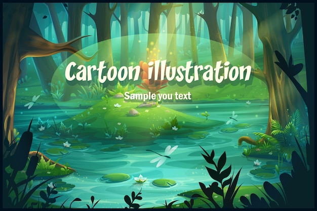 cartoon afbeelding moeras in het bos