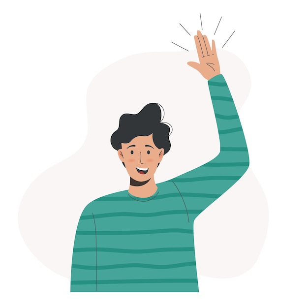 Cartoon afbeelding van een man die met de hand zwaait