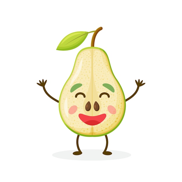 Cartoon afbeelding van een peer schattig fruit mascotte