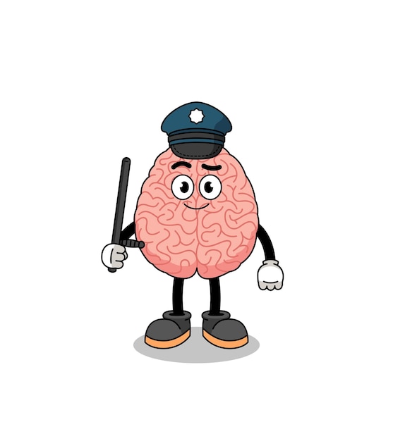 Cartoon afbeelding van hersenpolitie karakterontwerp