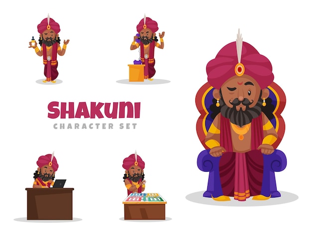 Vector cartoon afbeelding van shakuni-tekenset