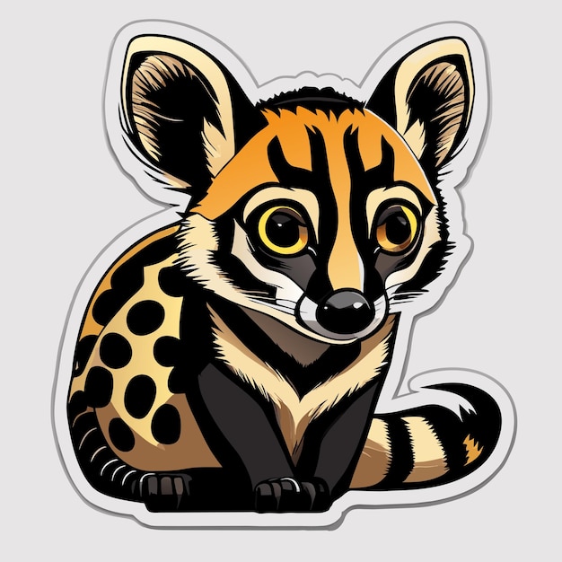 Cartoon african civet sticker illustration