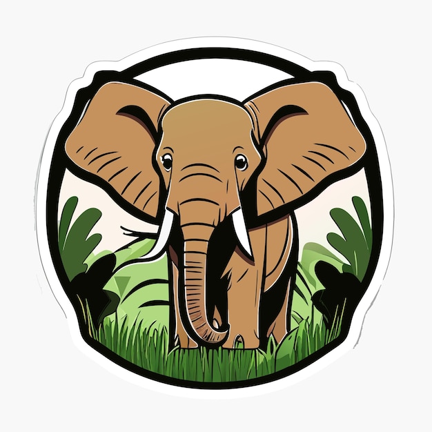 Cartoon african forest elephant sticker illustration