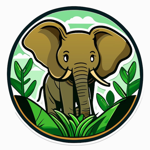 Cartoon african forest elephant sticker illustration