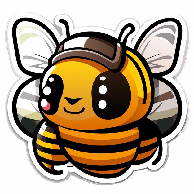 Vector cartoon africanized bee sticker illustration