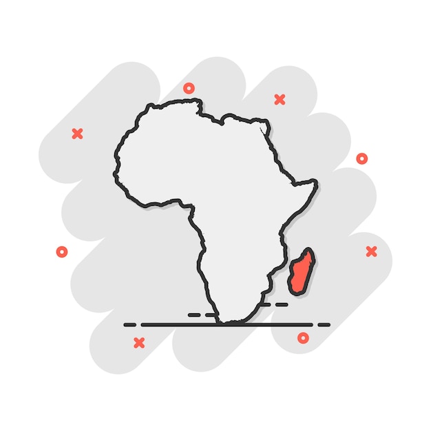 Cartoon Afrika Kaartpictogram in komische stijl Atlas illustratie pictogram Land geografie teken splash bedrijfsconcept