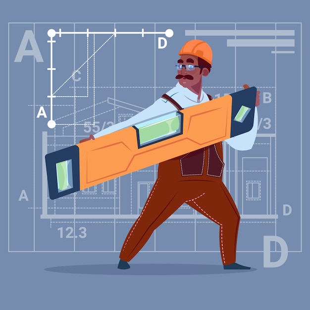 Vector cartoon afro-amerikaanse bouwer