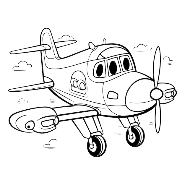 Cartoon airplane coloring book for children