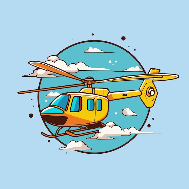 Vector cartoon airplane flying with cloud decoration