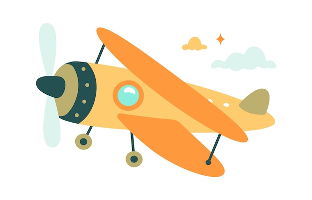 Vector cartoon airplane flying