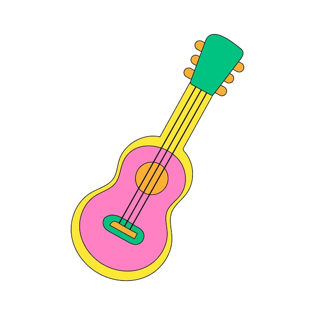 Cartoon akoestische gitaar. Vectorillustratie geïsoleerd op witte achtergrond.