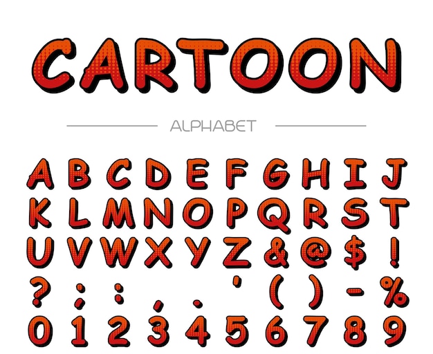 Cartoon alfabet. Vector lettertype.