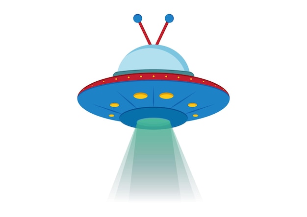Vector cartoon alien ship vector illustration isolated on white background
