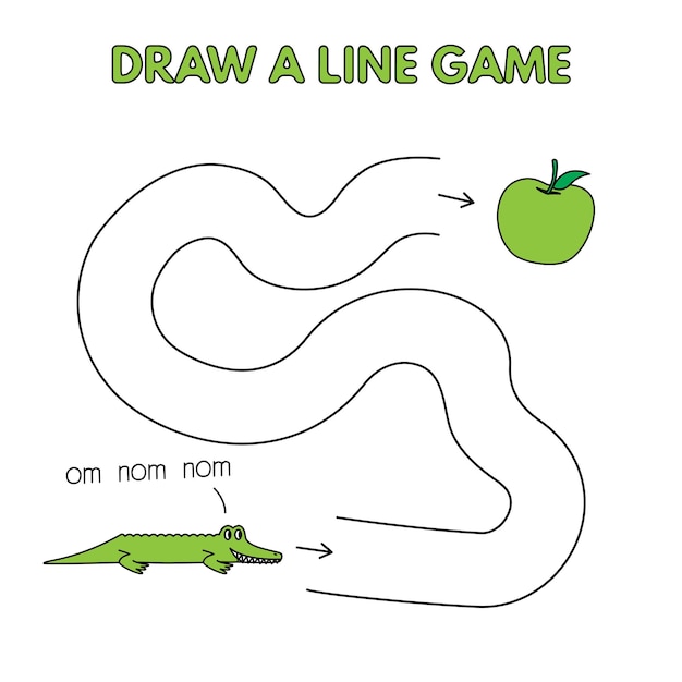 Cartoon alligator draw a line gioco per bambini