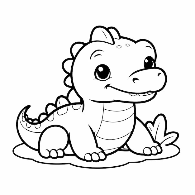 Cartoon alligator for toddlers colouring page