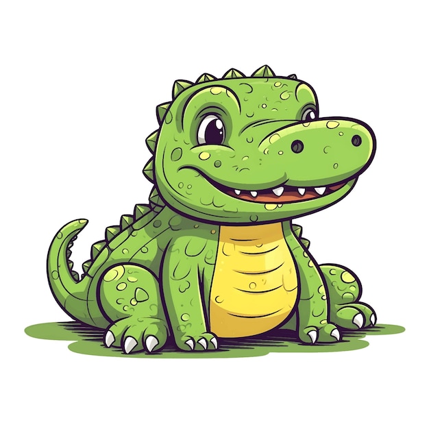 Vector a cartoon alligator with a green and yellow color scheme