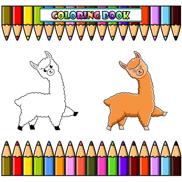 Cartoon alpaca voor kleurboek