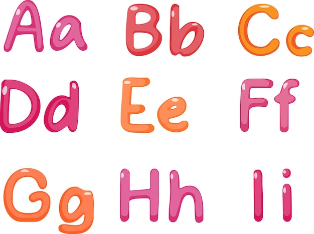 Vector cartoon alphabet in color for kids