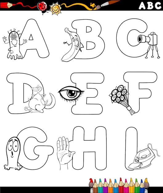 cartoon alphabet coloring page