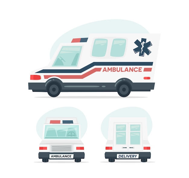 Vector cartoon ambulance car