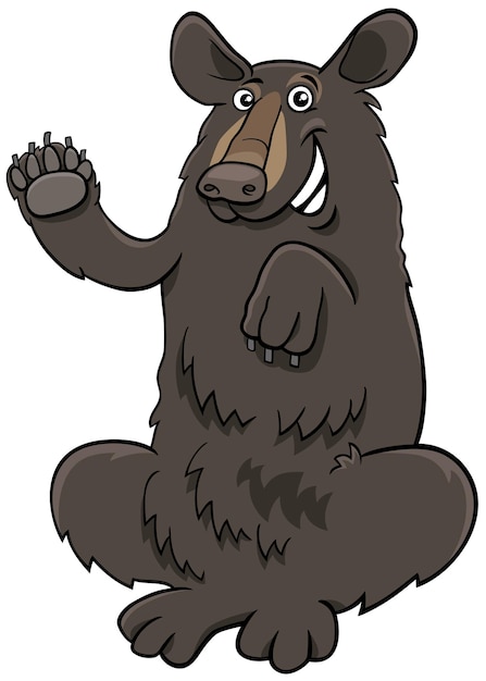 Cartoon American black bear or Baribal animal character