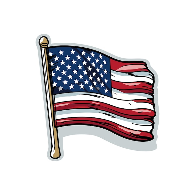 Vector a cartoon american flag sticker